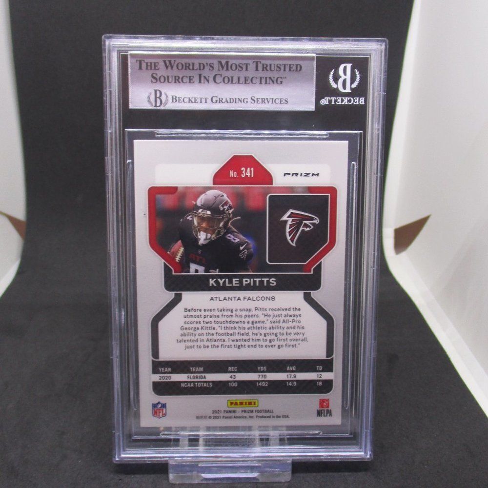 2021 Kyle Pitts RC Neon Green Pulsar Prizm SP Atlanta Falcons Rookie BGS 8.5 - Picture 2 of 3